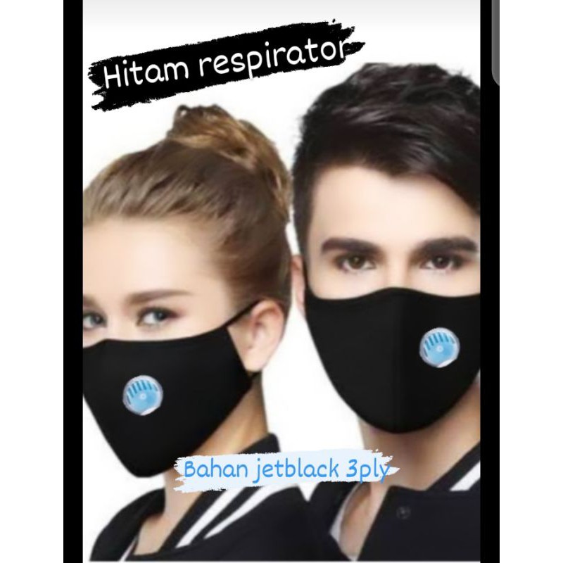 Masker respirator kn95 polos hitam 3ply