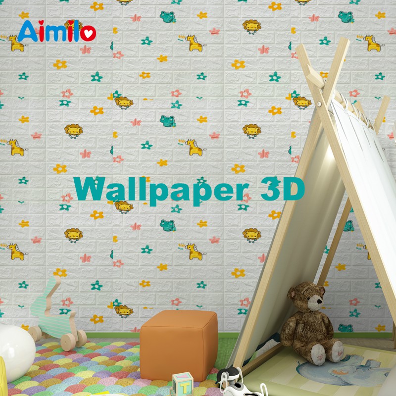 (Aimilo)  Wallpaper Dinding 3D Foam Motif Batu Bata Dekorasi Dinding Kamar Murah Ukuran 70 x 77 CM-3