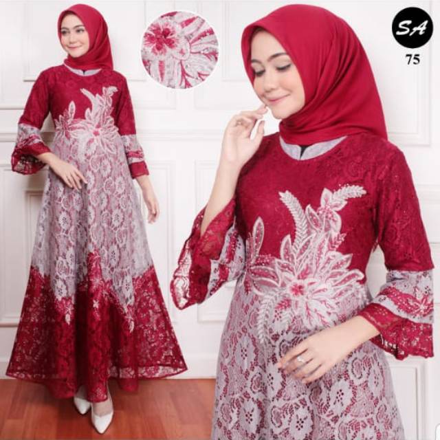 Megaxus88,,gamis pesta brukat gliter kombinasi 75