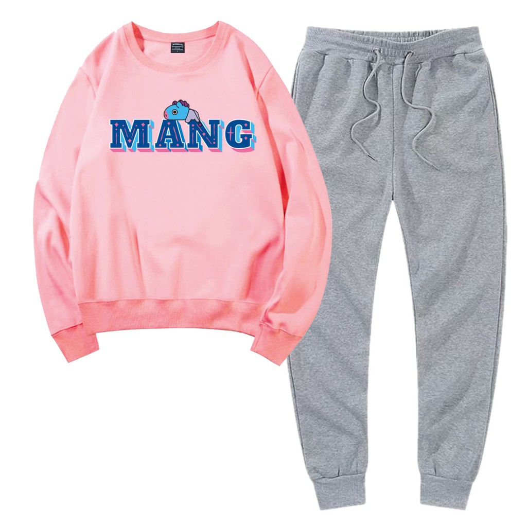 BESS - Baju Setelan Wanita Murah / Setelan Sweater + Jogger Abu - M4NG FONT