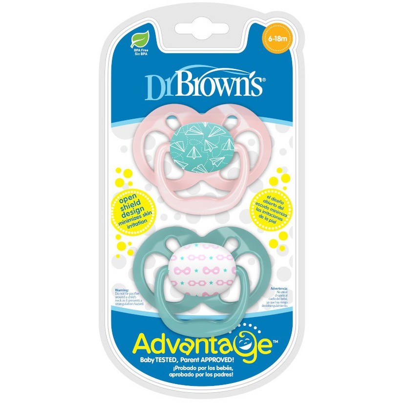 Dr Brown’s Advantage Pacifier 0-6M / 6-18M / Kompeng /Empeng-6-18 M