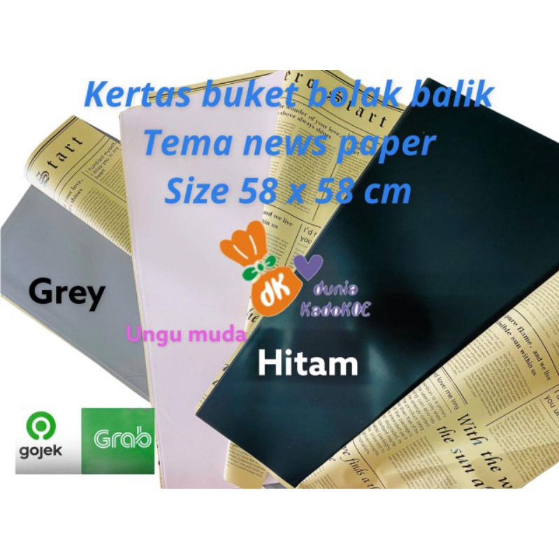 

Cellophane paper newspaper, kertas buket bunga bolak balik tema koran