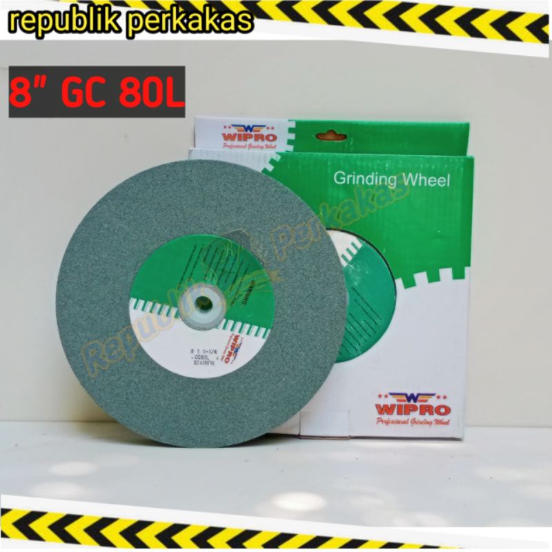 Wipro Batu Gerinda Hijau 8 inch GC80L/ Batu Asah Duduk 8 Inch #80 Grade 80