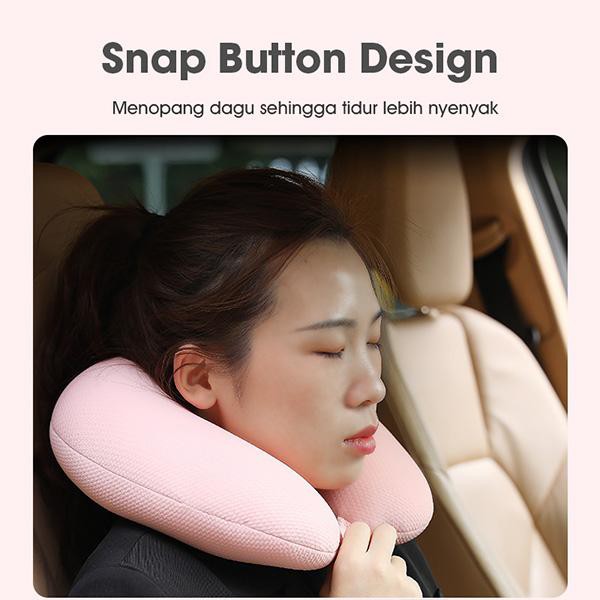 Bantal Leher  Travel Anti Pegal Serbaguna Lembut Dewasa Multifungsi Dengan Kancing U-Shaped Neck Pillow NEOKI BNP100