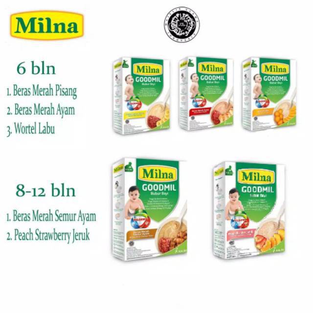 MILNA - GOODMIL BUBUR BAYI 6+ DAN 8+ / BUBUR TANPA SUSU SAPI ANTI ALERGI