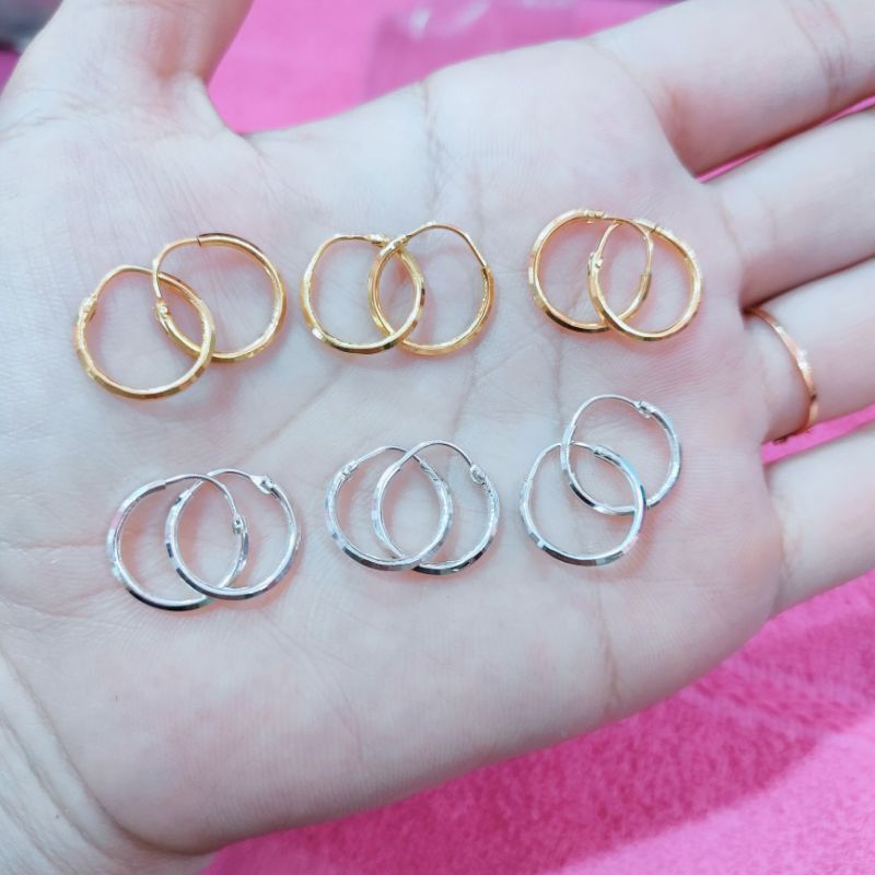 ANTING BULAT POLOS ANAK PERAK ASLI 925 LAPIS EMAS