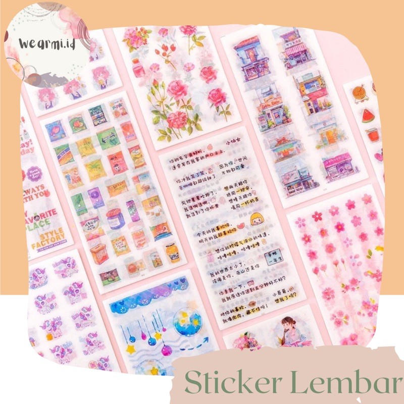 

6 Lembar Sticker Pack Stiker Motif Kartun Kecil Untuk Scrapbook / Jurnal / Diary Murah Eceran 6Pcs