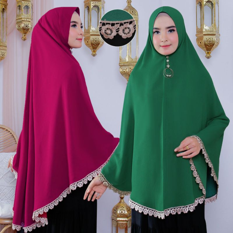 Khimar Syari Wolly Crape Renda Bawah By Tegar Hijab