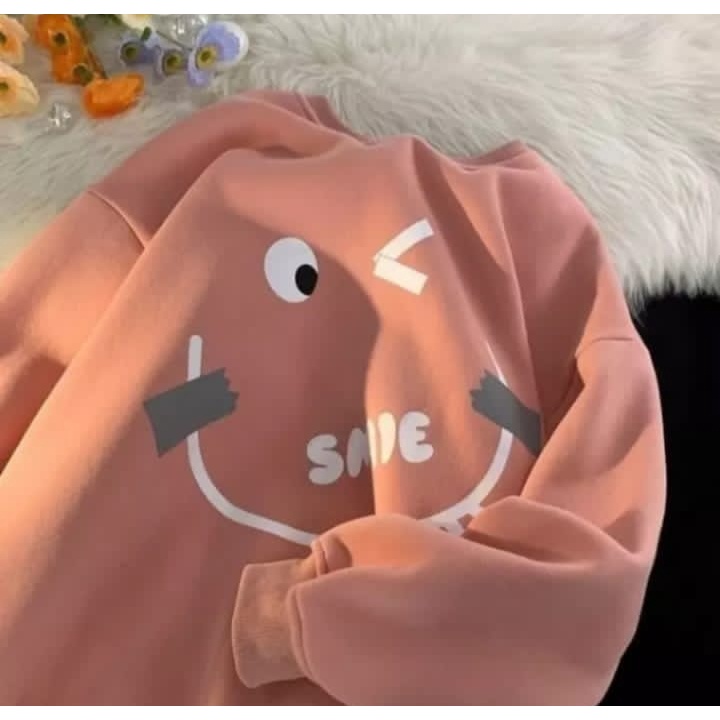 Sweater Smie Oversize / Oblong Wanita / Size L / Bahan Flecee