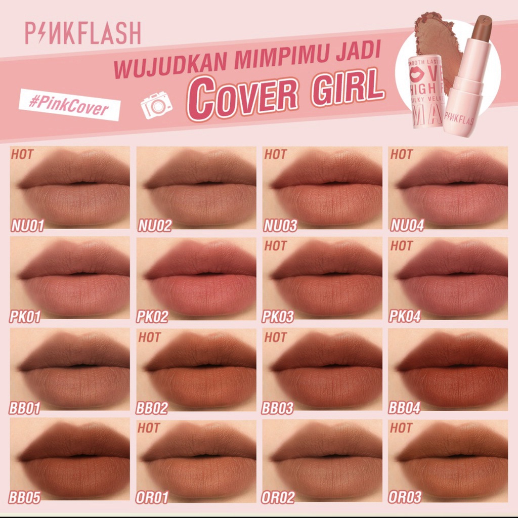 PINKFLASH PinkCover Cover Girl Velvet Matte Cream Lipstick High Pigment Lasting Silky Soft Smooth Creamy Not Dry