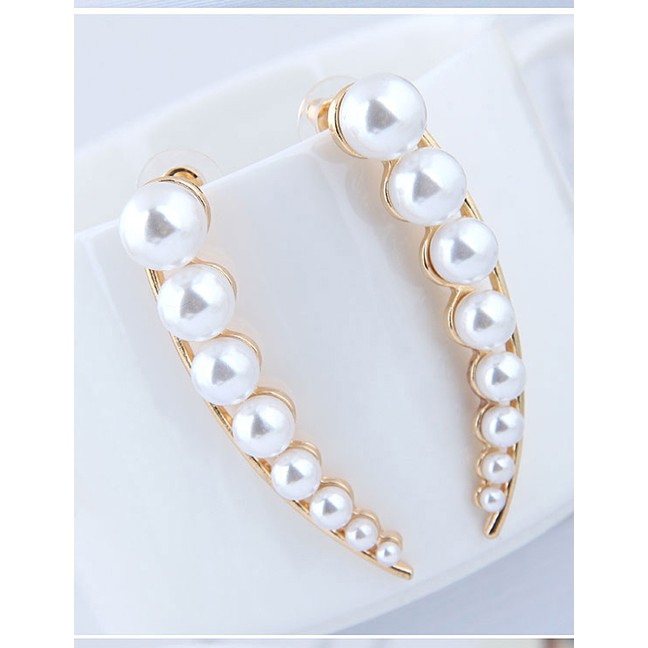 LRC Anting Tusuk Fashion Gold Pearl Earrings A57886