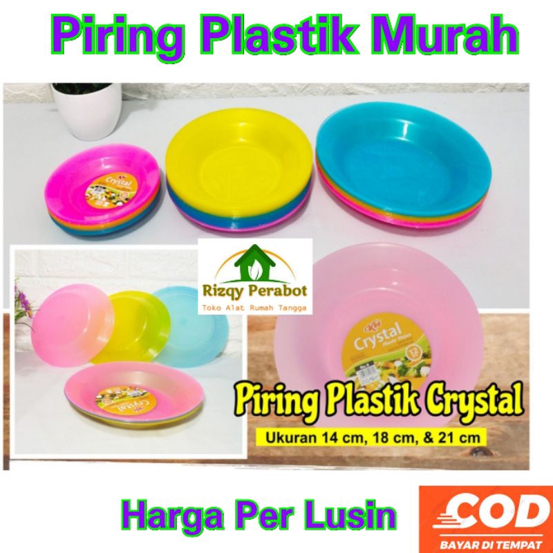 Piring Plastik 1 Lusin Murah/Piring Crystal Plastik Murah/Piring Murah