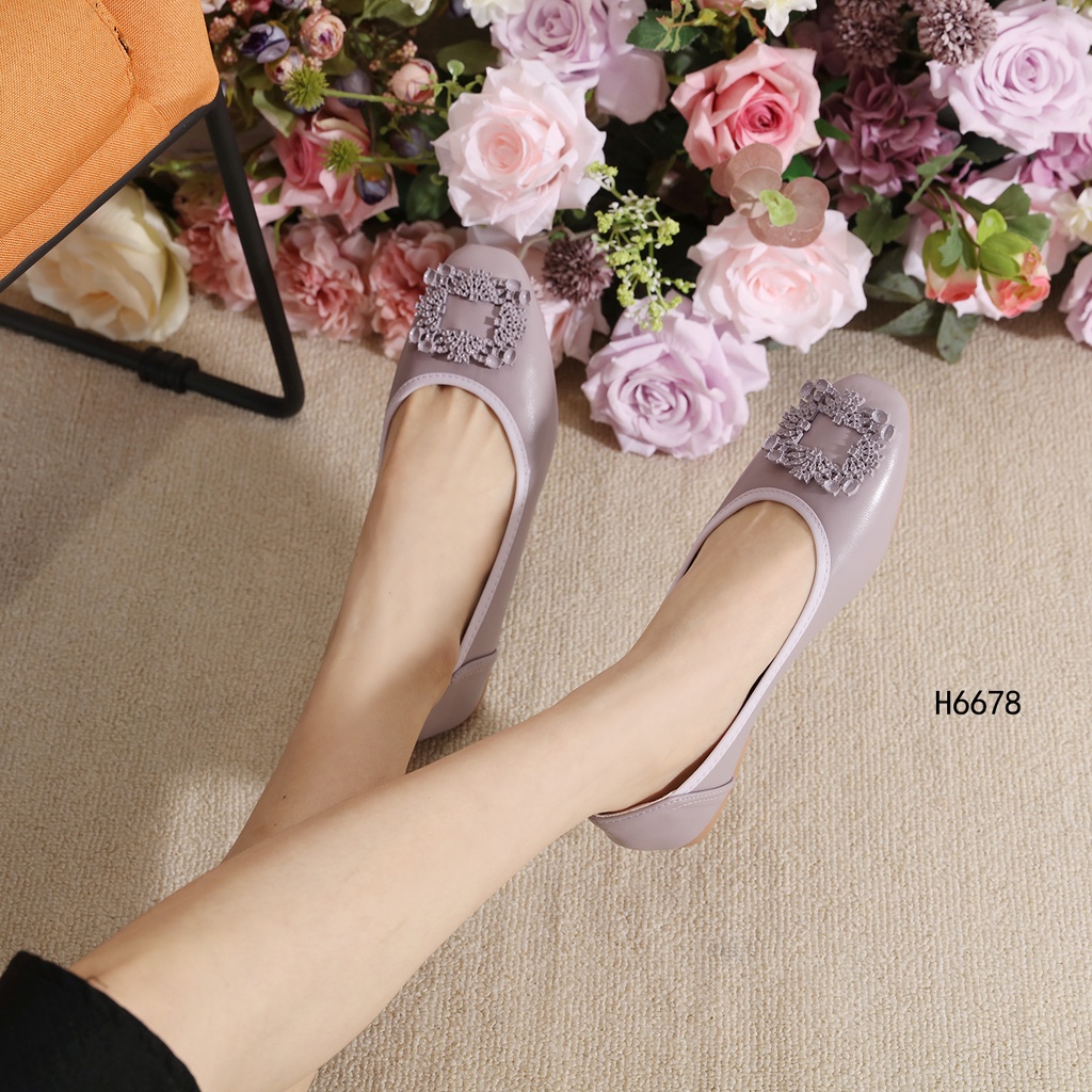 HELIVA FIONA Low Heels 1cm Flat Shoes Ballet Bahan Kulit H6678 Original Brand