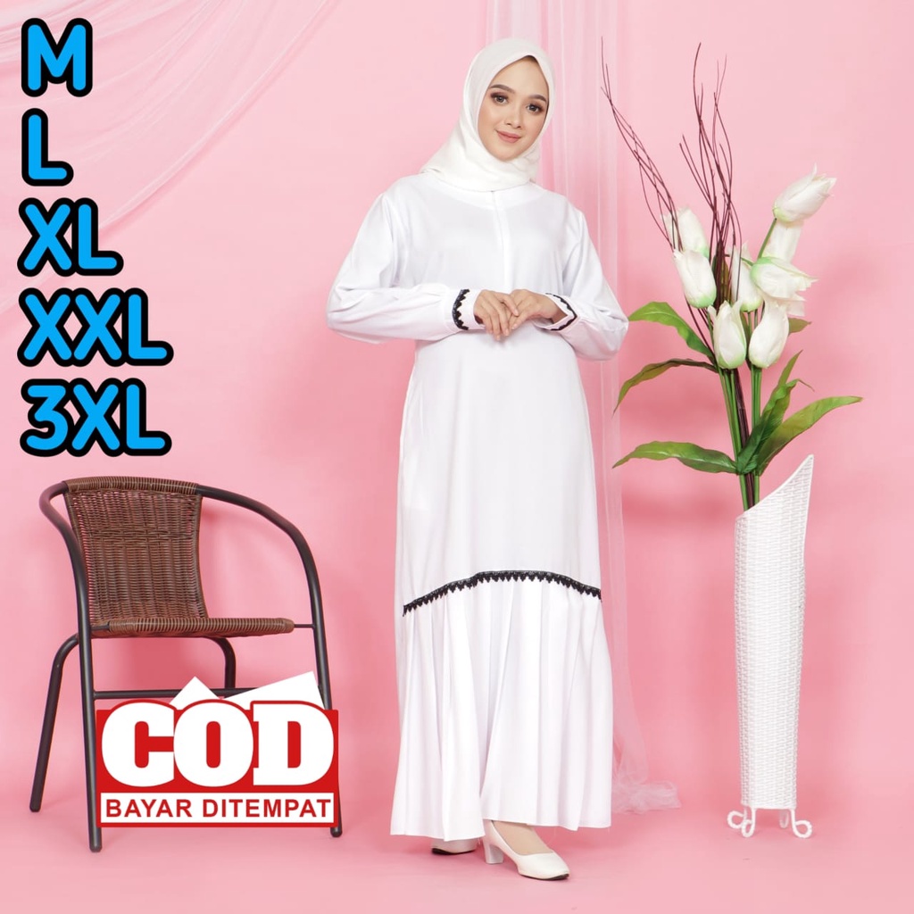 Gamis Putih Terbaru 2022 Gamis Mostcrep  White/ Gamis Putih/ Gamis Umroh/ Gamis Manasik Haji