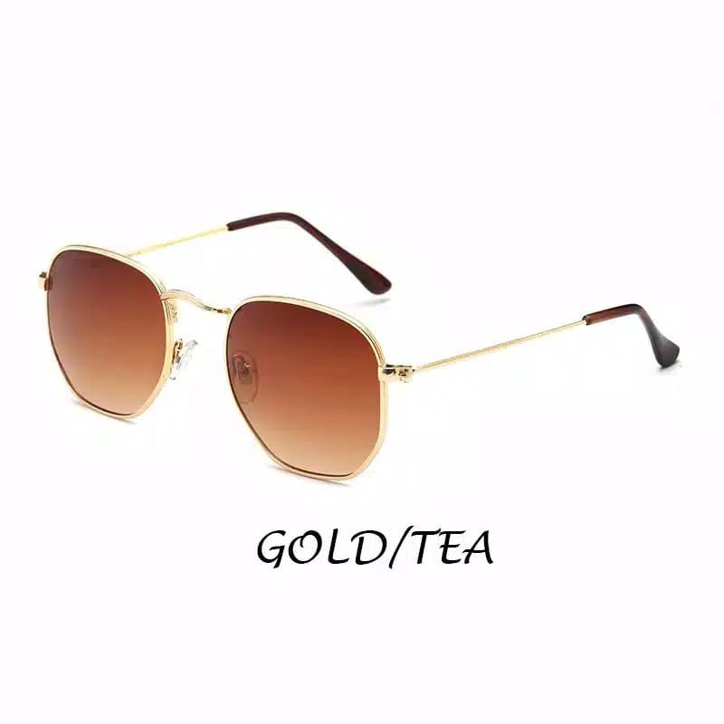 (COD) Kacamata Hitam Frame Metal Vintage Sunglassess ❤️❤️ MALL SHOPPING ❤️❤️-#2 GOLD TEA