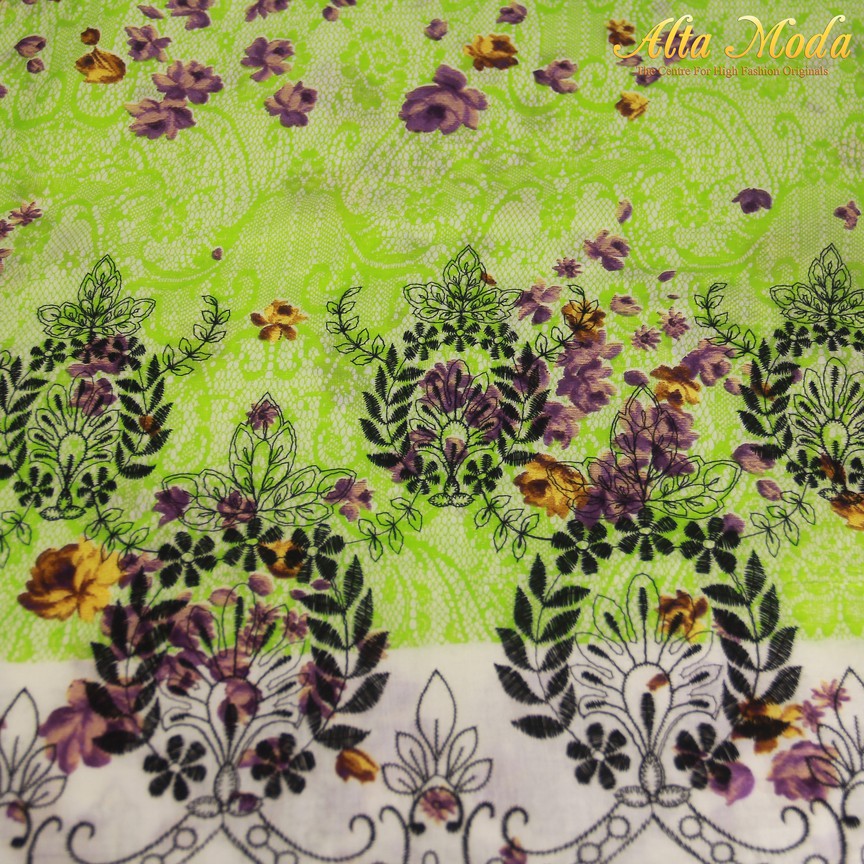 

Alta Moda Katun Voal Bordir Green Motif Floral Purple And Black (1M)