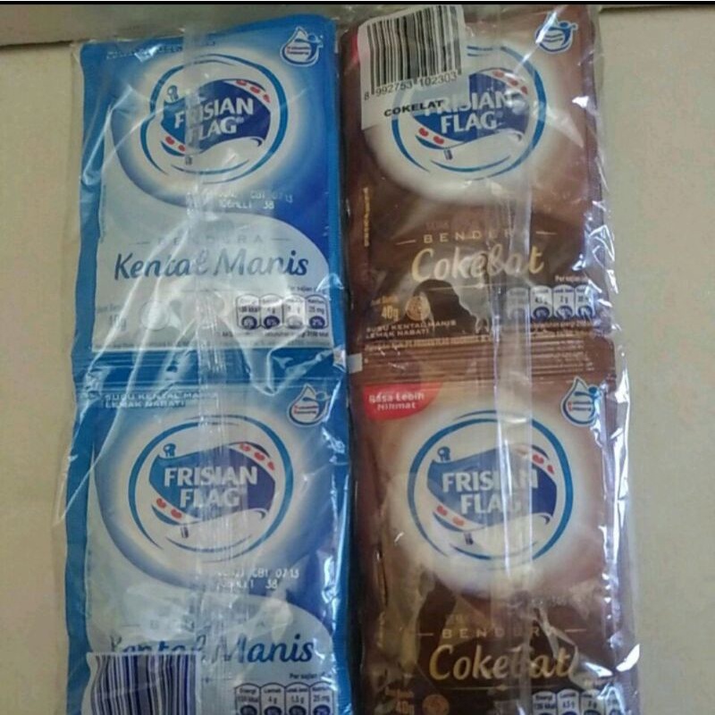 

susu kental manis Frisian Flag / Bendera renceng putih dan coklat (1 renceng 6pc)