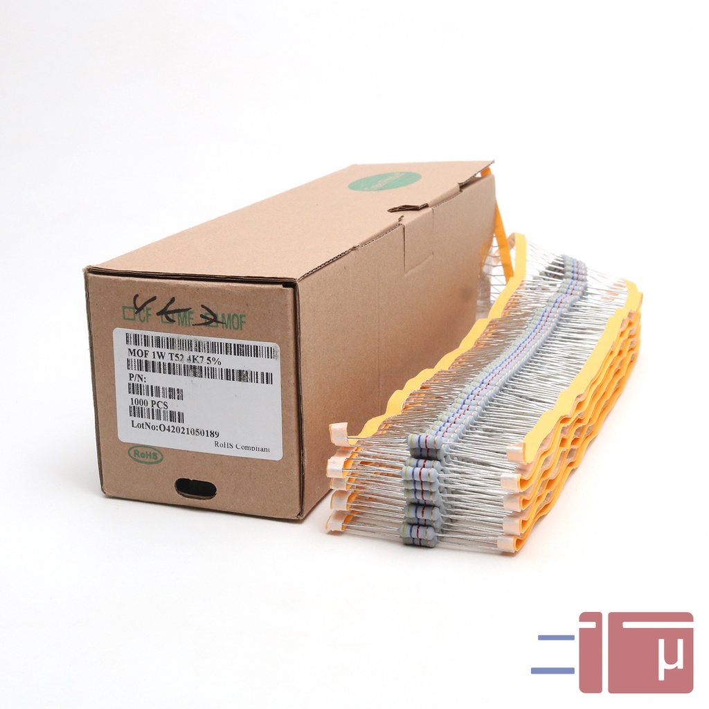 x10 Resistor 4K7 4.7K 1W Metal Oxide 5% Taiwan Kaki Tembaga