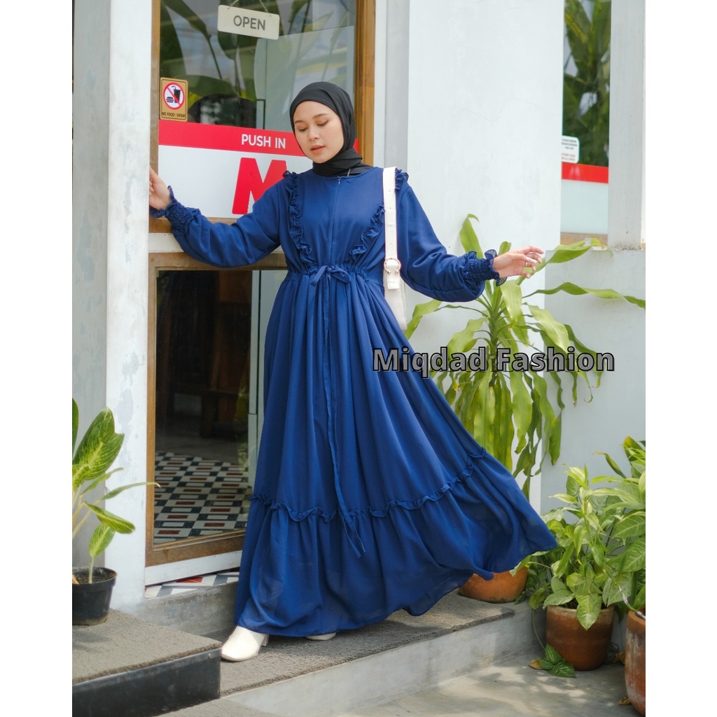 Syafa -Pakaian Muslim Wanita Terbaru - Gamis Ceruty premium -Baju Lebaran- Terbaru- Gamis Busui Friendly-Gamis lebaran-1