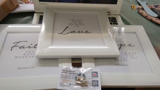 Hiasan Dinding Kristen, Faith, Hope, Love, Pigura Ayat Alkitab,  Bible Wall Decor, Poster Kristen