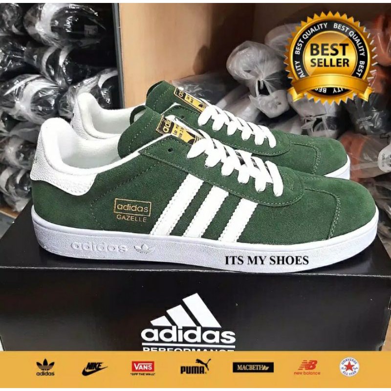 Sepatu Adidas Gazelle Hijau Putih-Import-Madein Vietnam