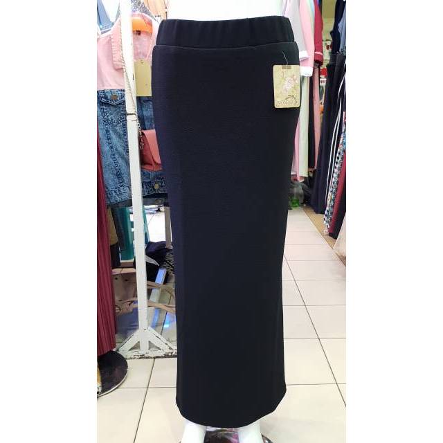 Rok Span Panjang polos hitam kantor office jalan scuba wafel tebal terbaru cewek wanita