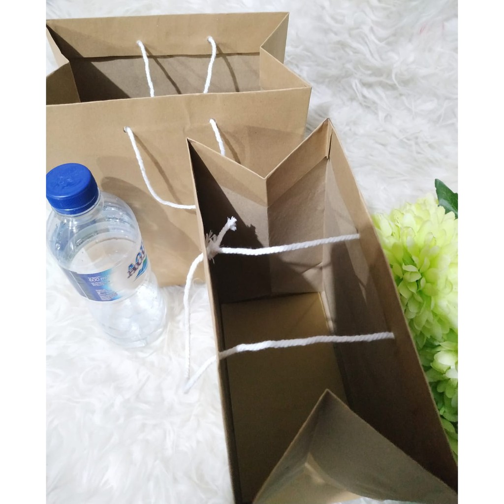 PAPER BAG uk M 19.5x12x25 Tas Kertas Polos Samson Craft Coklat Bingkisan Souvenir Ulang Tahun Anak Birthday PBM-3