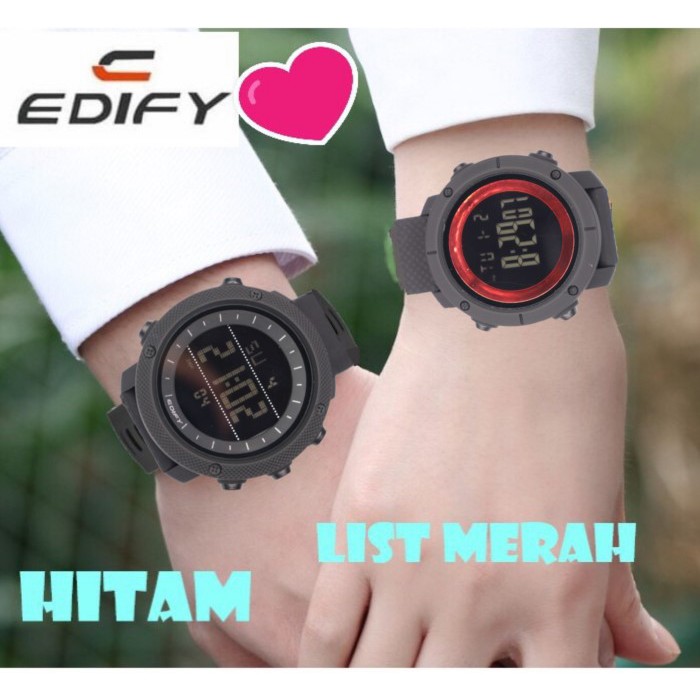 ( ✅COD) ❤️2PCS❤️ JAM TANGAN COUPLE KEREN SPORT DIGITAL EDIFY 1036 ORIGINAL WATER RESISTANCE