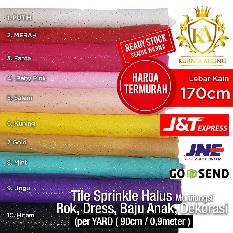 Kain Tile Tulle Gliter Sprinkle Tile Diamond Halus 170 cm Meteran (100cm/1 meter)  Murah Glitter