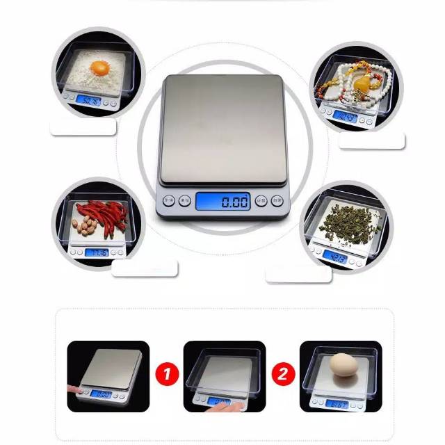 timbangan digital kopi emas bumbu dapur platform scale 2kg 0.1g akurat-silver