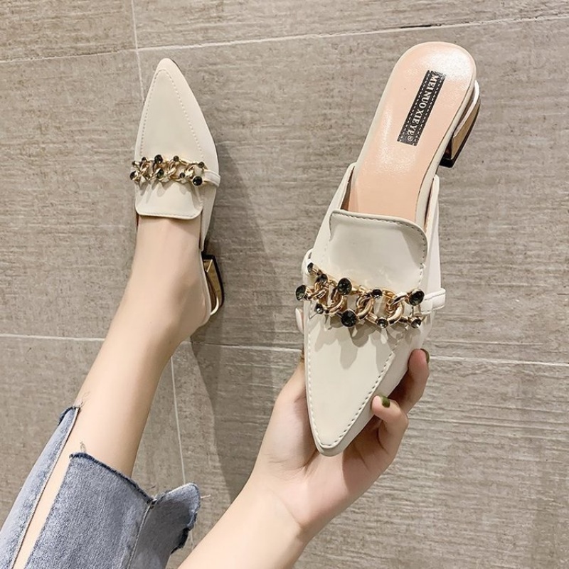 RYX - Gold Jewels Sepatu Slip On Heels Wanita Fashion Casual / Pesta - Ori Import