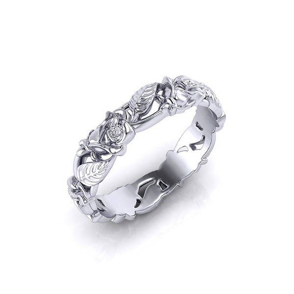 perak asli 925 cincin Wanita Bunga Fashion Perhiasan JZA0134