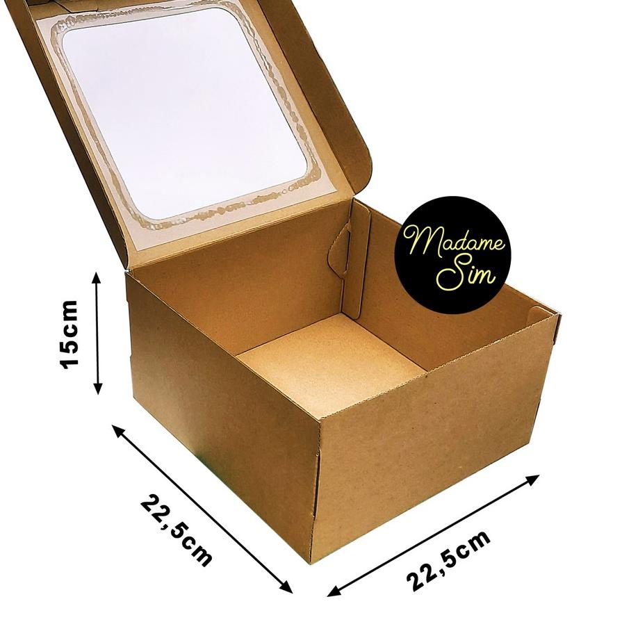 

New! KOTAK KUE - CAKE BOX 22 x 22 x 15 CM - COKLAT + JENDELA ISI 10 PCS
