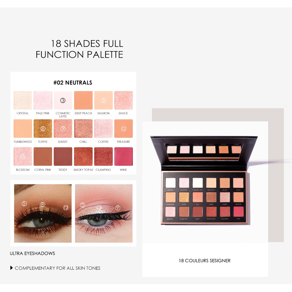 Focallure Neutrals 18 Colors Eyeshadow Palette Focallure Eye Shadow Pallete Focallure Eyeshadow Focallure Focallur Fucallure Focalure Foccalure