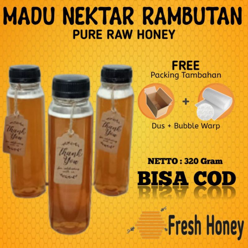 

Madu Asli Murni 320gr Nektar Bunga Rambutan 100% Pure Raw Honey