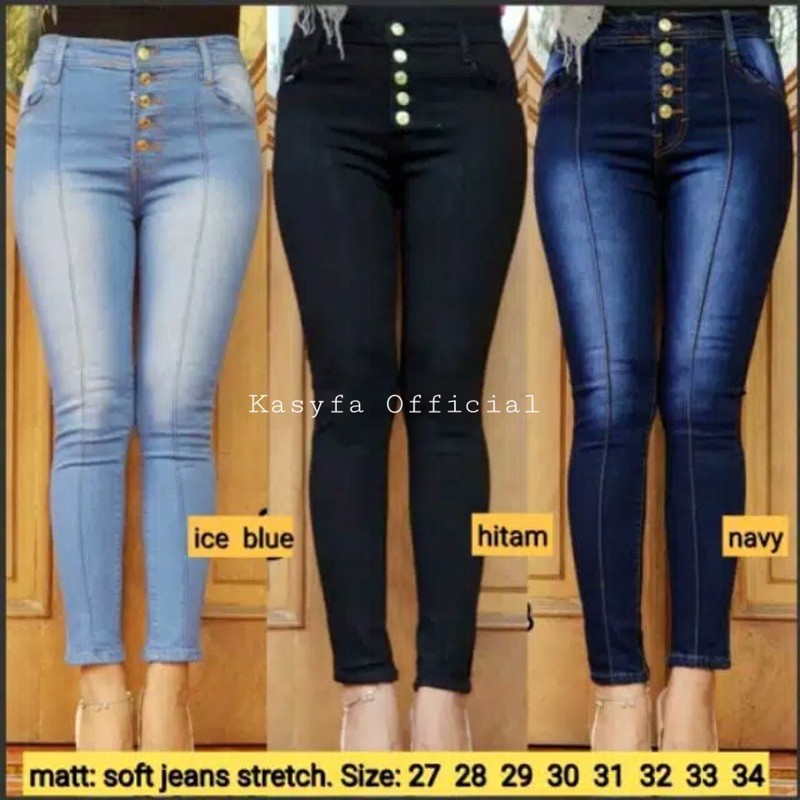 FREYA HIGHWAIST JEANS KANCING 5 TULANG (SAKU DEPAN)