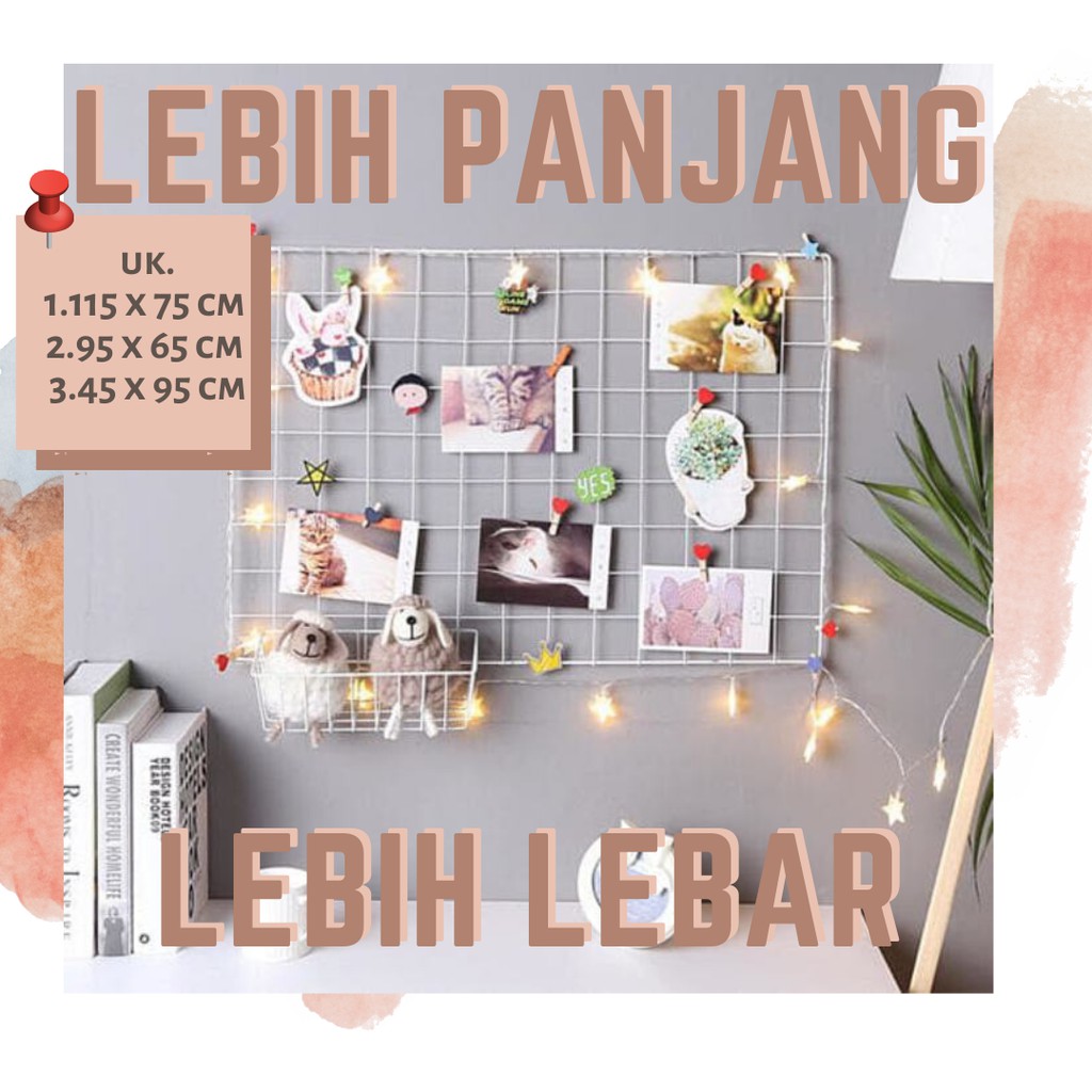 Hiasan Dinding Putih Grid Wire Wall Mesh Diy Frame Vintage Aesthetic Shopee Indonesia