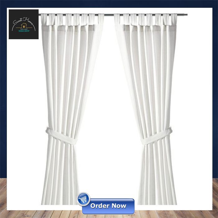 LENDA Gorden dengan pengikat, 1 pasang, putih Penutup Jendela IK 449