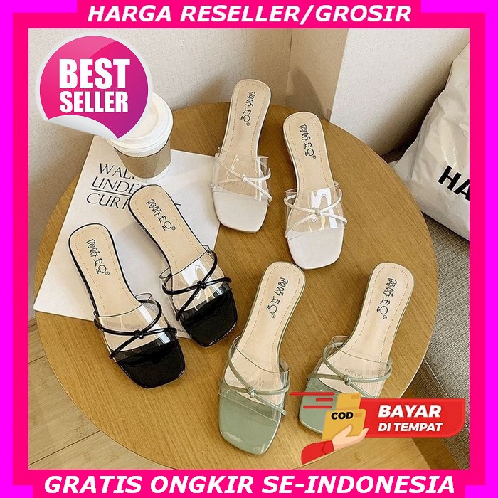 Sandal Hak Wanita 5Cm Model Tertutup Heels Perempuan Kasual Sandal Heels Wanita Terbaru 2022 Sandal 