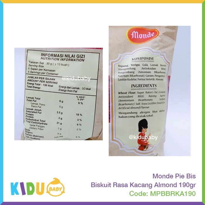 Monde Pie Bis Biskuit Rasa Kacang Almond 190gr Kidu Baby