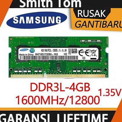 Ram Laptop Samsung SODIMM 4GB DDR3L PCL12800/ DDR3L-1600 4G Sodim Komputer & Laptop | Komponen