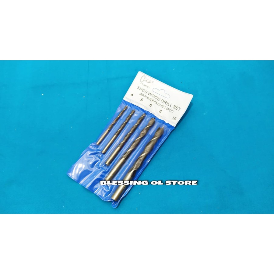 mata bor besi -mata bor kayu-mata bor besi trumpet-5pcs wood drill set