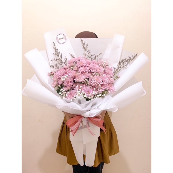 (BUNGA ASLI) FRESH PINKY ASTER WITH DRIED FLOWER