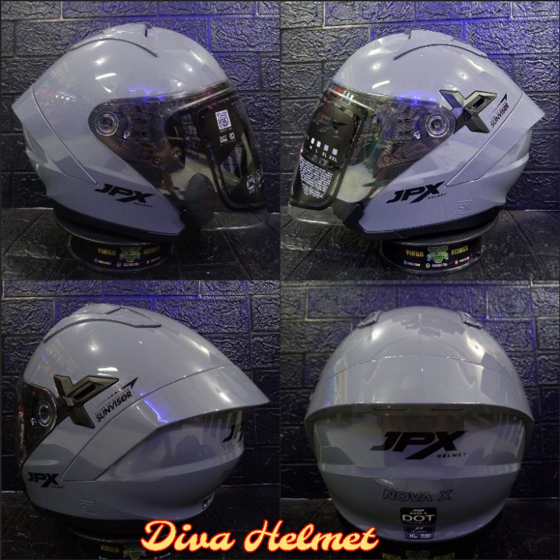 HELM JPX NOVA X SOLID DARK GREY GLOSSY BLACK ORIGINAL TERMURAH