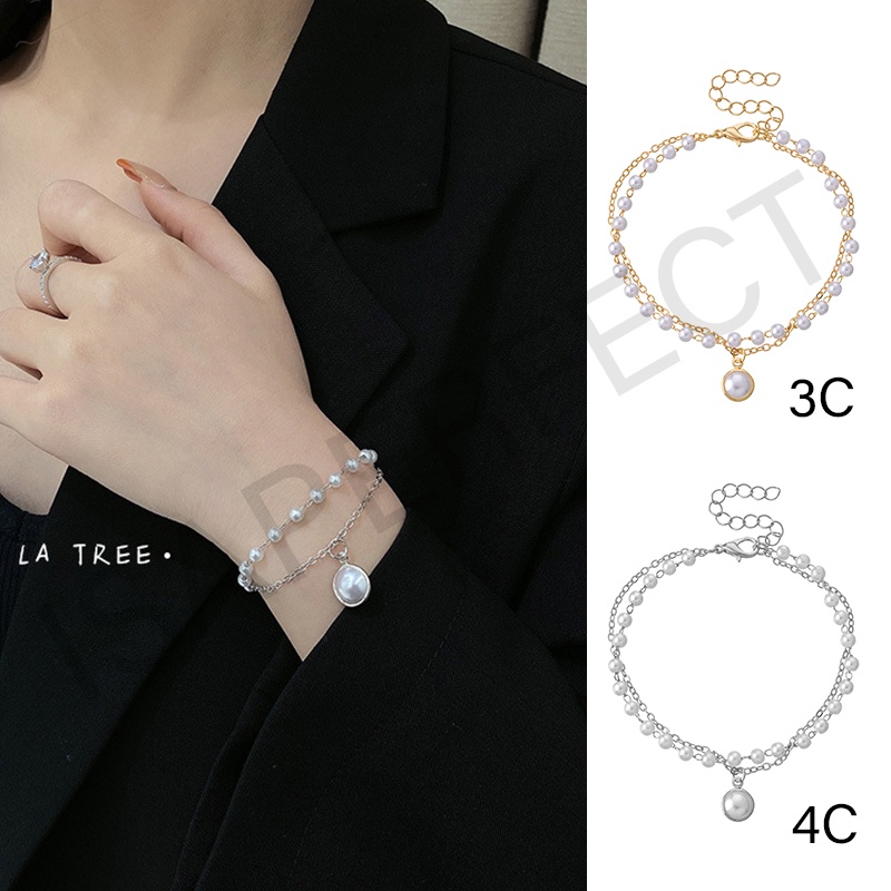 Fashion Retro Mutiara Logam Gaya Korea Kunci Kalung Multilayer Liontin Wanita Emas Rantai Kalung Perhiasan Aksesoris