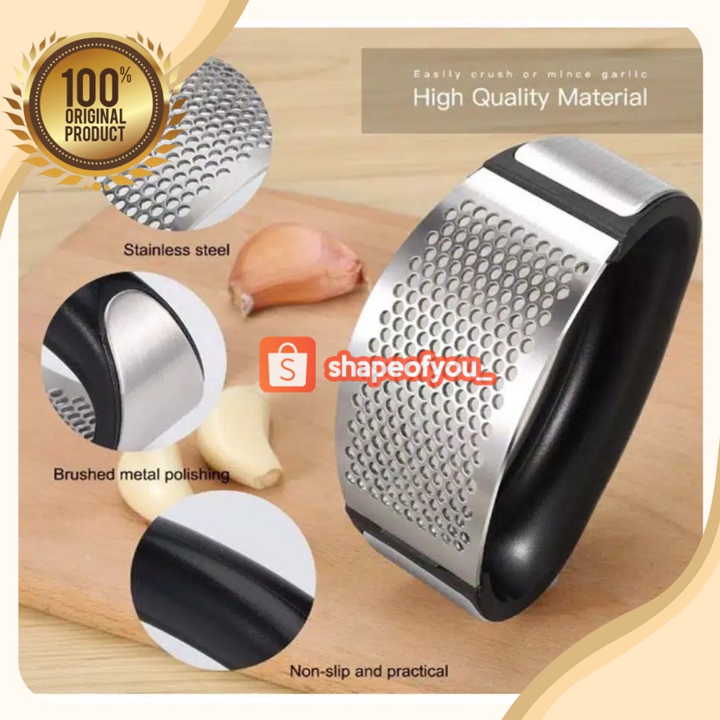 Pencacah Bawang Putih Alat Cacah Bawang Premium Garlic Press Crusher Hand Held Stainless Steel Penghancur Cincang Bawang Putih Manual Alat Cacah Bawang Putih Jahe Kunyit Bumbu Dapur Mini