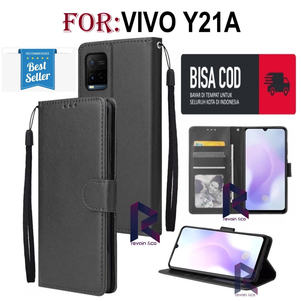 NEW VIVO Y21A CASE FLIP WALLET LEATHER KULIT PREMIUM SARUNG BUKA TUTUP FLIP CASE VIVO Y21A