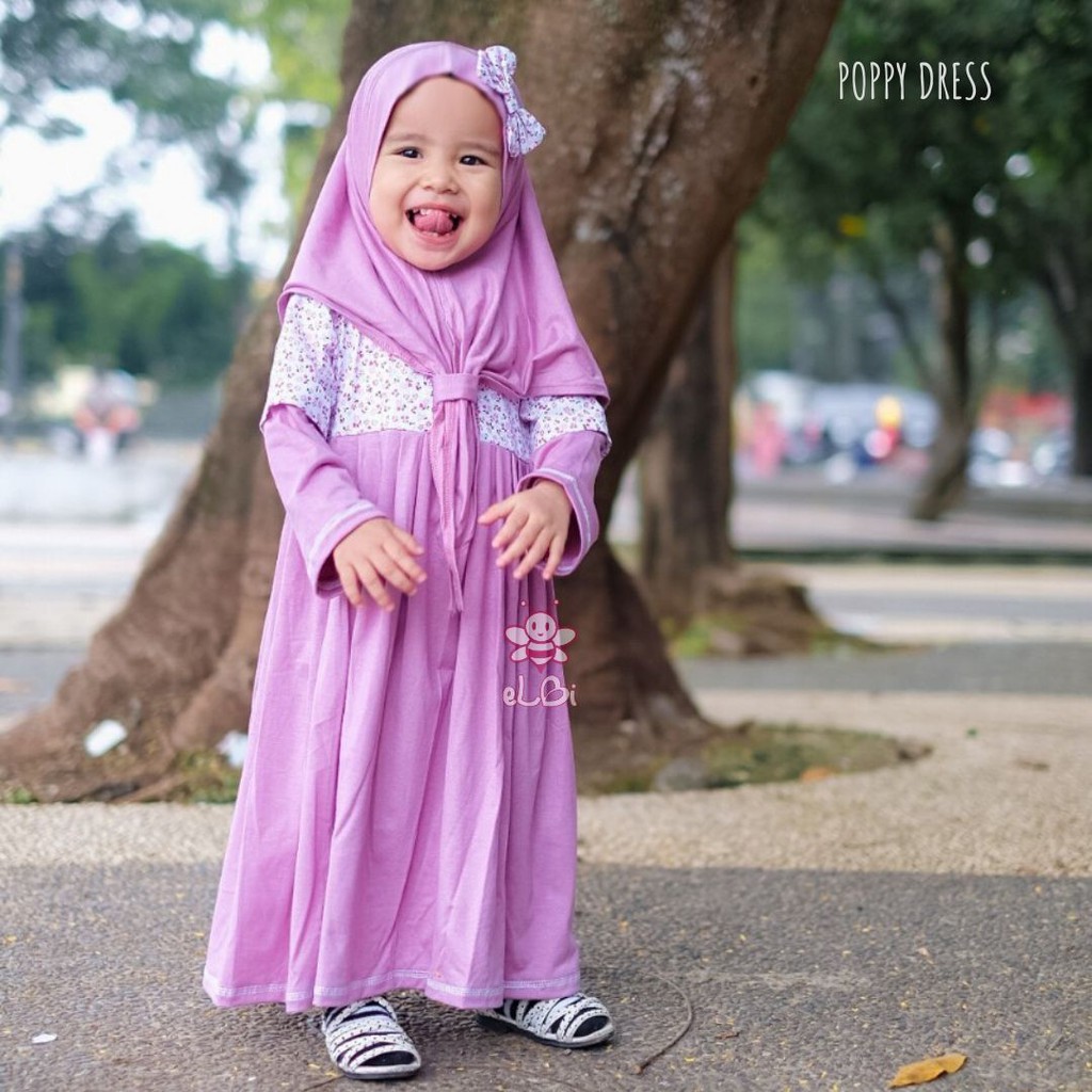 Gamis Anak Perempuan - Gamis Kaos Anak Perempuan - Baju Muslim Anak Perempuan - Poppy Dress