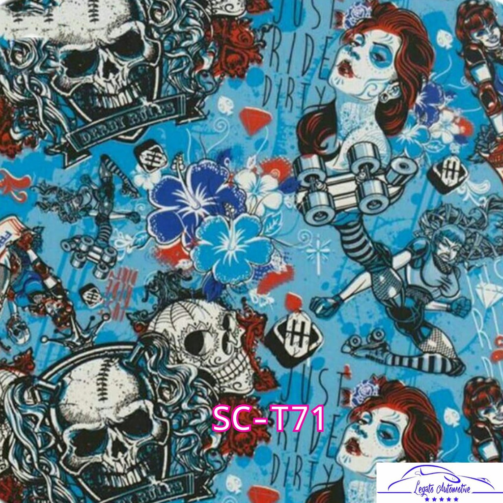 SC-T71 Film Water Printing WTP Hydrographics Carbon Celup Motif Tengkorak Bukan Stiker Polet Skotlet