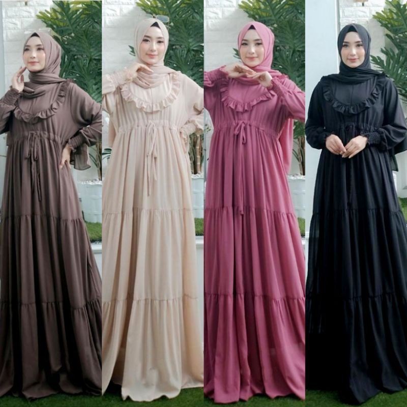 Baju gamis wanita polos canda rempel dada untuk remaja/dewasa